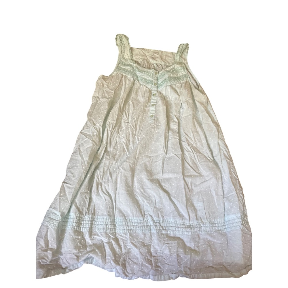 Cottagecore Swiss Dot Nightgown White Cotton Pajama Dress M